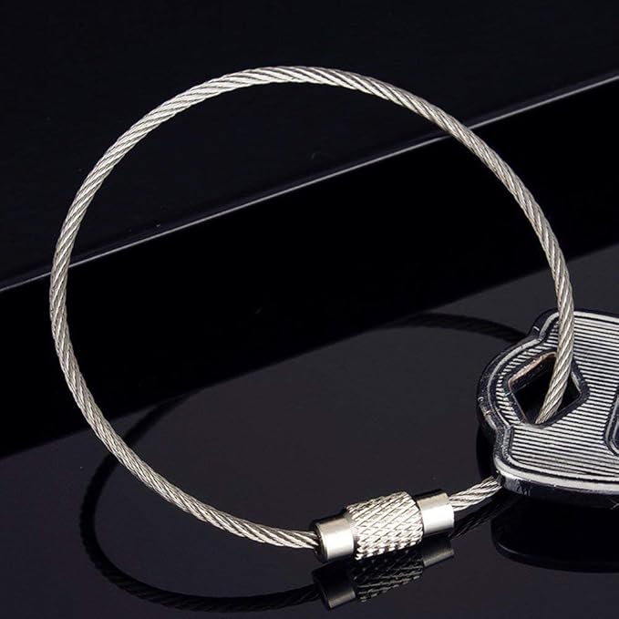 20pcs Stainless Steel Wire Keychains Aircraft Cable Cable Key Ring for Hanging ID Tags or Luggage Tags,6.3 inch 2mm