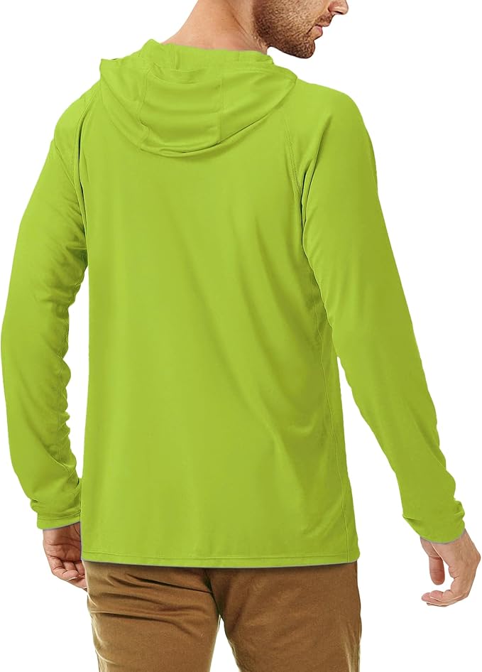 Roadbox UPF 50+ Fishing Shirts for Men, Long Sleeve UV Sun Protection Hoodie, Outdoor Hiking Running Swimming Rash Guard