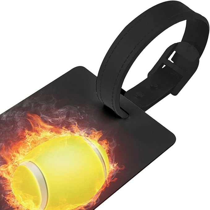 Flame Tennis Ball Luggage Tag Suitcase Identify Labels Personalized Travel Bag Tag 2.5X4.1Inch