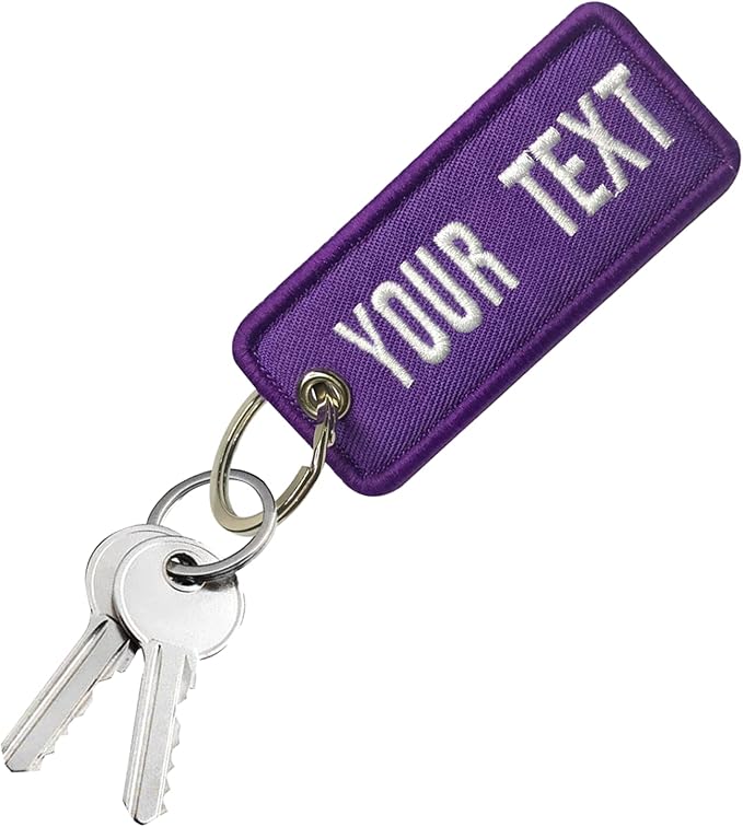 mvcen Custom Embroidery Keychain, Personalized Name Number Key Tag Customized Key Chain Embroidery Your Any Text Keyring Accessories for Luggage, Car, Motorcycles, Backpacks and Gift