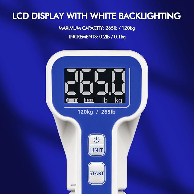 Grip Strength Tester 265lb/120kg, Digital Hand Dynamometer FDA Registered with Backlit LCD for Grip Strength Testing and Training
