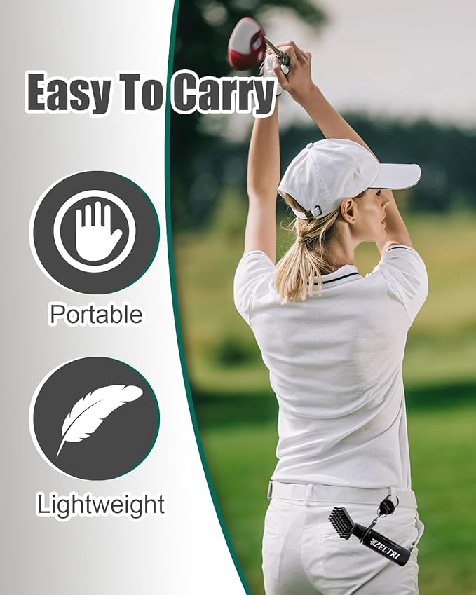 Golf Club Brush Cleaner with Retainer Clip and 8.0 x 8.0 in Golf Towel - Holds 4 Oz Water Durable Nylon Bristles for Easy Cleaning Essentials Golf Accessories
