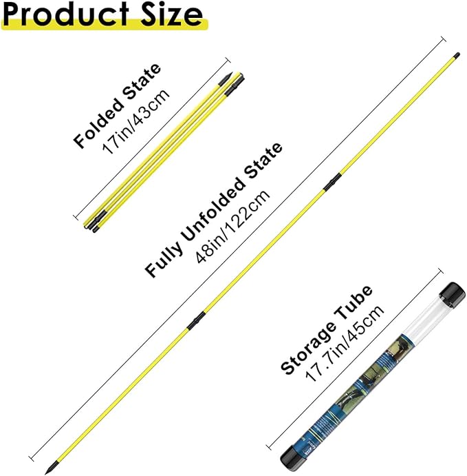 Rhino Valley Golf Alignment Sticks - 48" Collapsible Golf Practice Rods for Aiming, Putting, Full Swing Trainer, Posture Corrector with Clear Tube Case, Golf Training Equipment