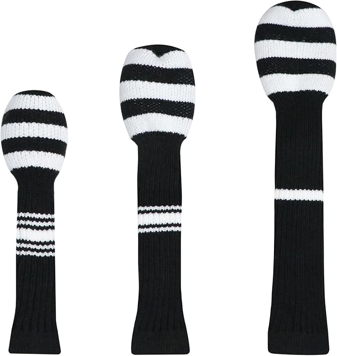 LeFeng 3Pcs Golf Club Covers, Knitted Golf Club Covers for 460cc Driver Fairway Woods and Hybrid