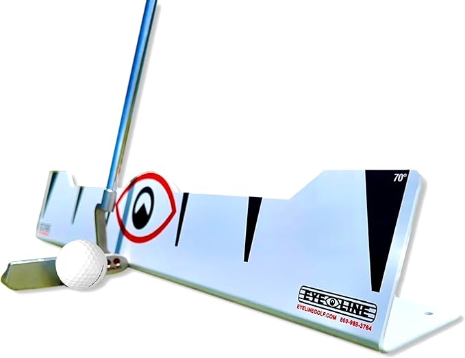EyeLine Golf Quick Look Mirror and 70 Degree Edge Putting Rail – Compact Golf Training Aid for Putting Stroke with Slight Arc – Use on Indoor Greens or Outdoors