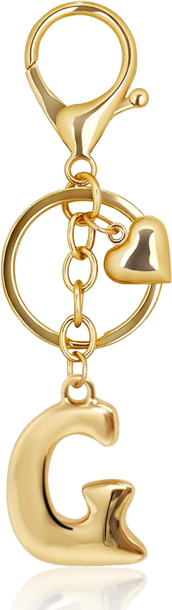 Gold Bubble Heart, Cherry, Bow & More Designs Letter Initial Keychain Bag Charms – Cute Purse Charms for Handbags