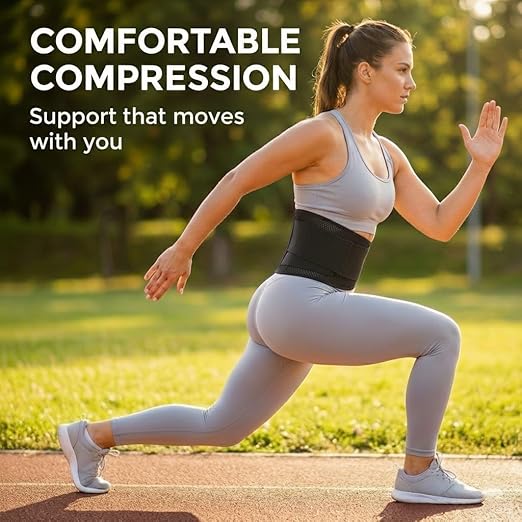 Breathable Mesh Back Brace with Flexible Stays, Ultra-Thin Adjustable Lumbar Support Belt for Men & Women, Immediate Relief for Lower Back Pain & Discomfort, Ideal for Work, Walking & Daily Use (Fits Waist 31.1"-53.15")