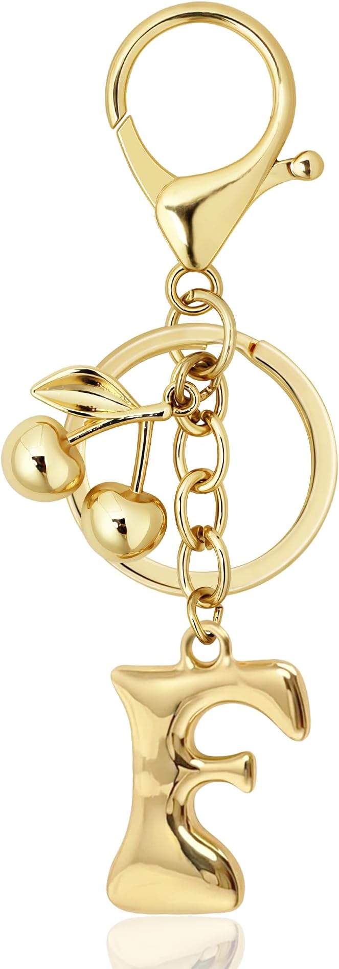Gold Bubble Heart, Cherry, Bow & More Designs Letter Initial Keychain Bag Charms – Cute Purse Charms for Handbags