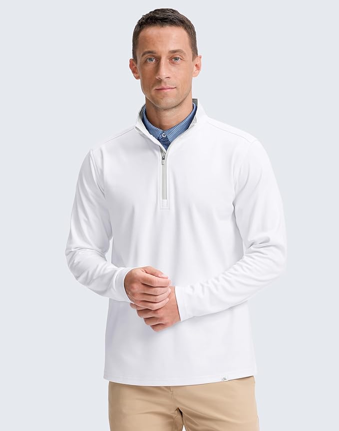 Obla Golf Quarter Zip Pullover Men Fleece Mock Neck Sweatshirt Winter Warm 1/4 Zip Long Sleeve Golf Shirt