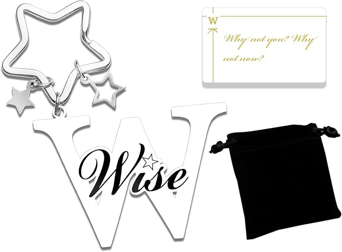 Qunrwe Stainless Steel Initial Letter A-Z Keychain,Inspirational Gifts for Women Men Friends Daughter Son Sister Dad Mom