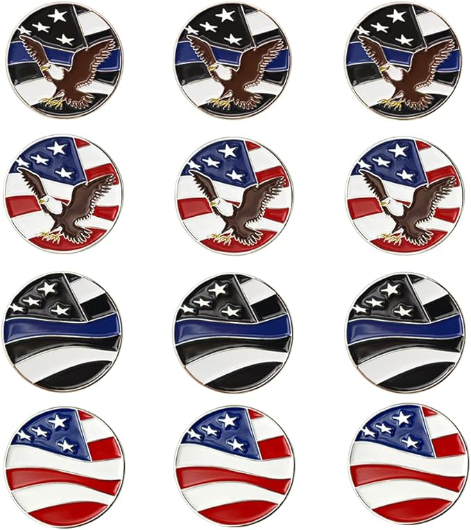 Golf Ball Markers Assorted Patterns Value Pack of 12 Golf Gifts, Golf Cap Clips and Divot Repair Tools Parter Accessories Sets for Men Women Golfer
