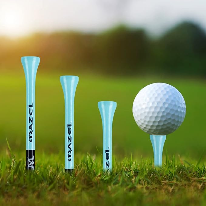 MAZEL Natural Wood/Bamboo Golf Tees 2 3/4 Inch & 3 1/4 Inch,Pack 50 or 120,Reduce Friction & Side Spin,More Stable Golf Tees