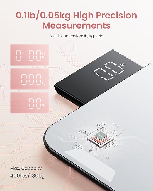 RENPHO Portable Rechargeable Scale for Body Weight, Travel Weight Scale with Travel Makeup Mirror, Slide-Out LED Display, Digital High Accurate Scale for Traveling, 400lbs, Core Go, 8.98" x 5.28"