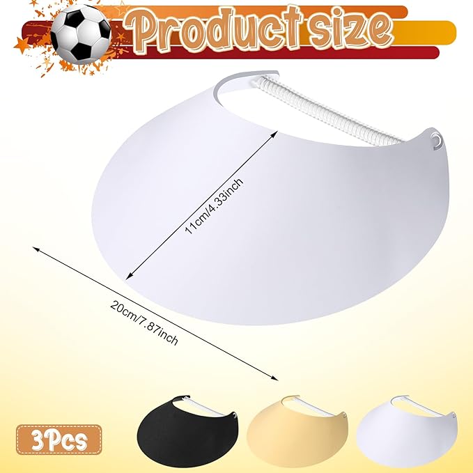 Vabean 3 Pcs Sun Visors for Women Solid String Sun Hat Fabric Foam Adjustable Soft Womens Golf Tennis Visor