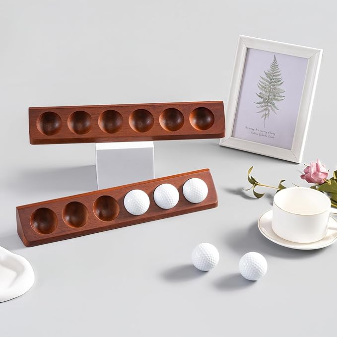 2-Pack Wooden Golf Ball Display Case & Holder - Wall Mount/Tabletop Versatile Hidden Installation for Collector's Balls & Premium Gift (Office/Home Decor)