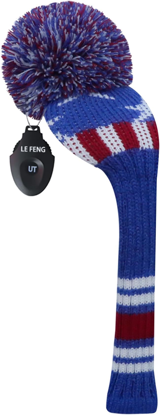 LeFeng 1Pcs Golf Club Cover, Knitted Golf Head Cover for 460cc Driver Fairway Woods and Hybrid with Cute Pom Pom and Number Tag