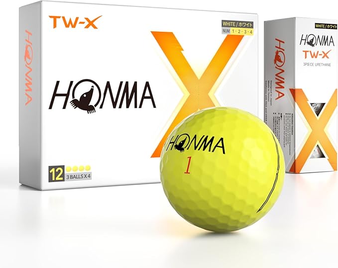 Honma TW-X Golf Balls,Tour Level Spin Control and Distance,Premium 3-Piece Golfball with Urethane Cover,Aerodynamic Dimples for Greenside Precision,High Launch and Soft for Men Women,1 Dozen