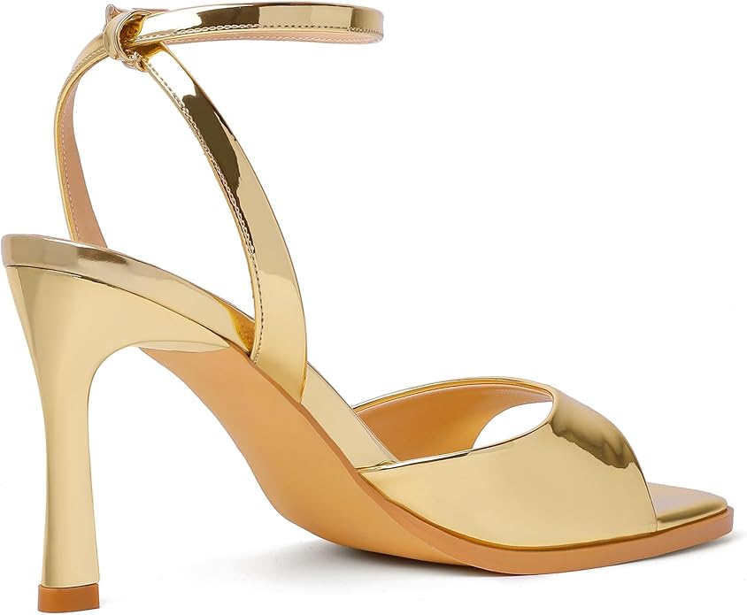 Mostrin Strappy Heels for Women Square Open Toe Lace Up Heeled Sandals Ankle Strap Sexy Stiletto High Heels for Party, Prom, Dating, Wedding