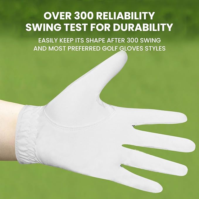 FINGER TEN Men's Golf Gloves for Right Left Handed Golfer Rain Grip Value 2 Pack, Golf Glove for Left or Right Hand Hot Wet Weather No Sweat Black Gray White Blue