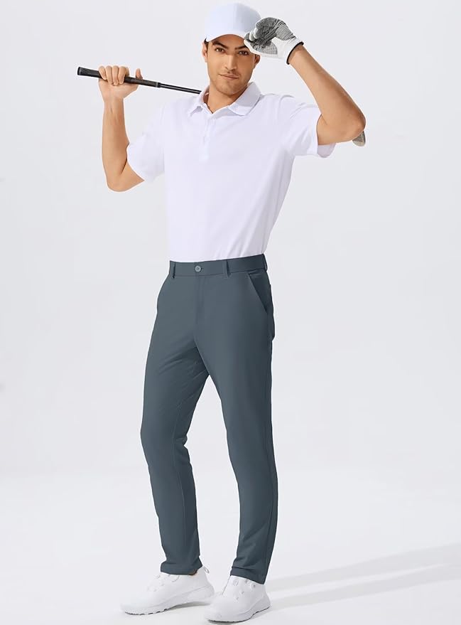 QPNGRP Men's Golf Pants 30"/32"/34" Inseam Lightweight Stretch Work Dress Pants