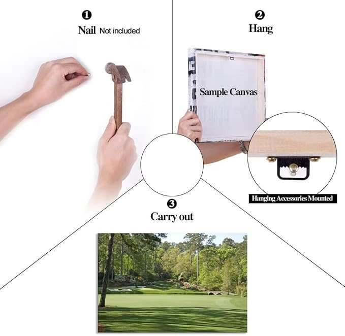 Augusta National Golf Course Wall Art for Living Room Bedroom Bathroom Home Decorations - Augusta Golf Course Picture Poster Framed Artwork Canvas Prints Ready to Hang(28''H x 44''W)