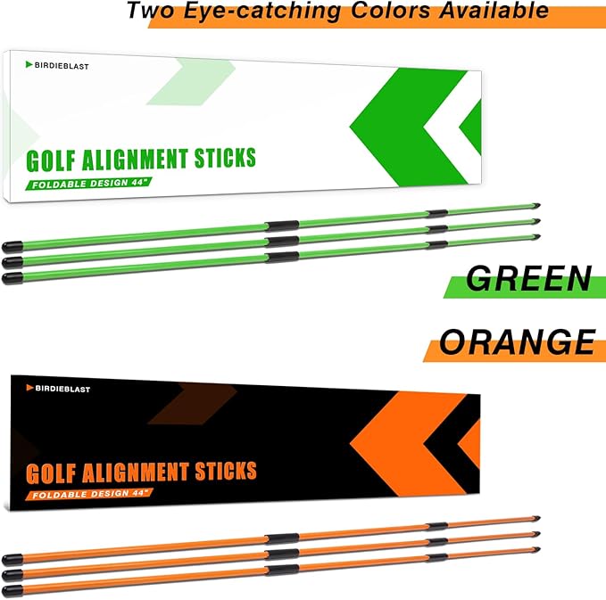 Professional 2 or 3 or 4 Pack Collapsible Golf Alignment Sticks, Premium 40" Alignment Golf Stick Ideal for Aiming, Putting and Swing Practice