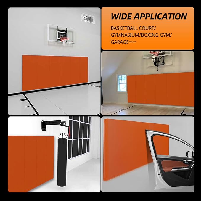 PROGOAL Gym Wall Paddings Basketball Court Wall Protection Pad - 2”Thick Foam Wall Mat Durable Protector for Wall-Mounted Basketball Hoops Garage Taekwondo（60" Lx20 W）