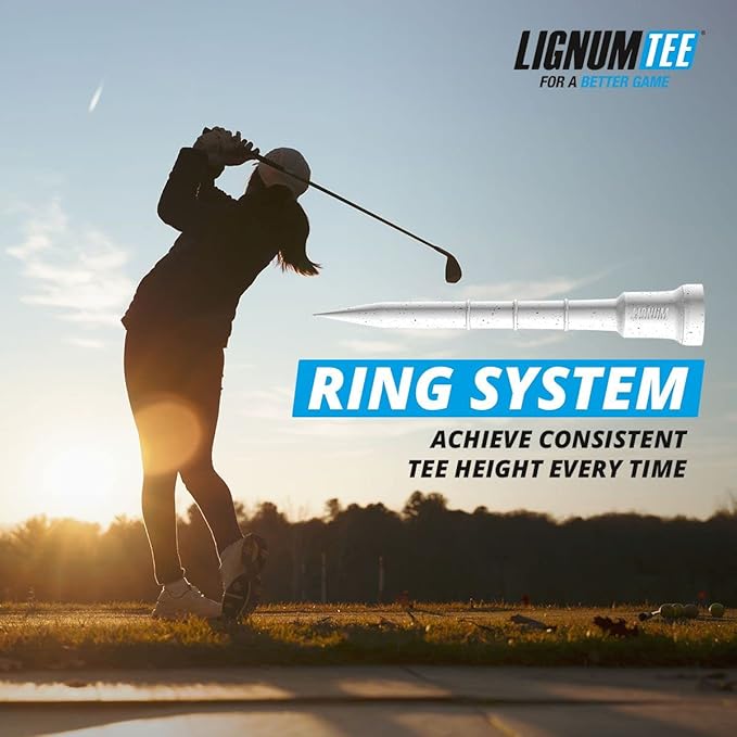 LIGNUM Tee - Classic Golf Tees - Sports Golf Tees - Anti Spin Head, Bio-Based Micro Wood, 50x Durable
