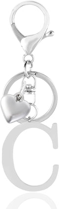 Metal Heart Alphabet Keychain for Women, Girls - Cute Initial Letter Accessories for Purse, Bag Charms and Backpack