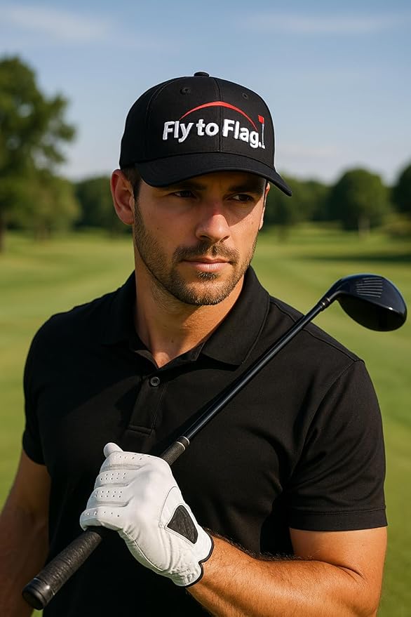 Premium Black Golf Cap Vent, 3D Embroidered Logo, one Size fits All, Breathable Fabric, Absorbent Band.