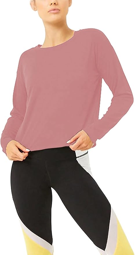 Bestisun Long Sleeve Workout Shirts Yoga Dance Tops Open Back Athletic Clothes for Women