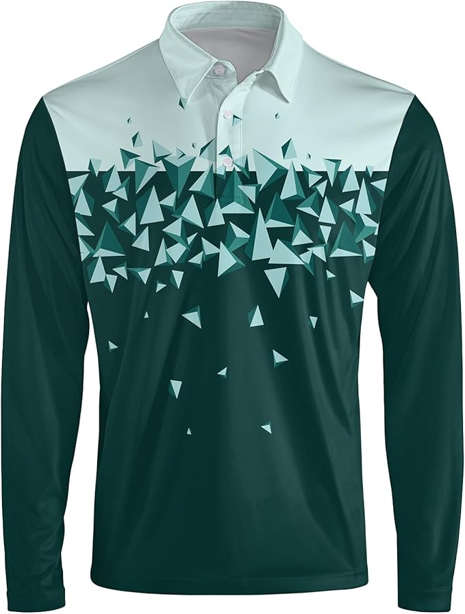 Men's Long Sleeve Golf Shirt Quick Dry 3 Button Work Fishing Outdoor Casual Collar Shirt