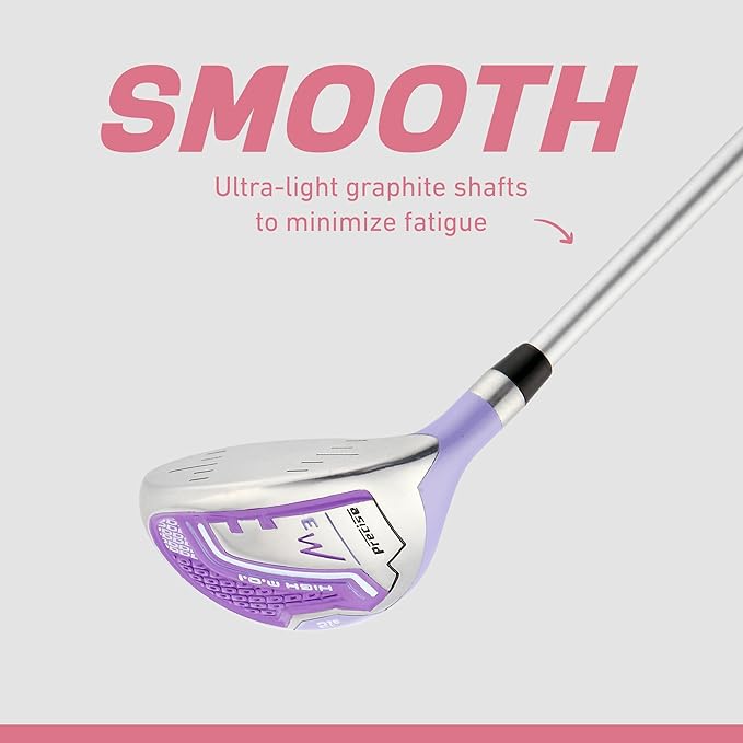 Precise M3 Complete Womens Golf Clubs Set, Includes Driver, Fairway, Hybrid, 7-PW Irons, Wedge, Putter, Stand Bag, 3 H/C's Purple, Golf Clubs Women Right Handed, Comes in 3 Sizes
