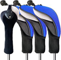 FINGER TEN Golf Club Head Covers Woods Hybrids 1/2/3/4 Pack, Headcovers Men Women 3 5 7 X with Interchangeable Number Tag, Fit All Wood Hybrid Clubs