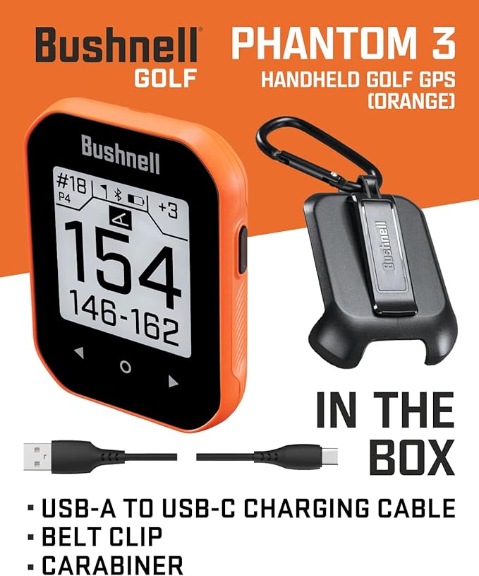 Wearable4U - Bushnell Phantom 3 GPS Rangefinder Orange with BITE Magnetic Mount and GreenView with Lens Cleaning Cloth Bundle