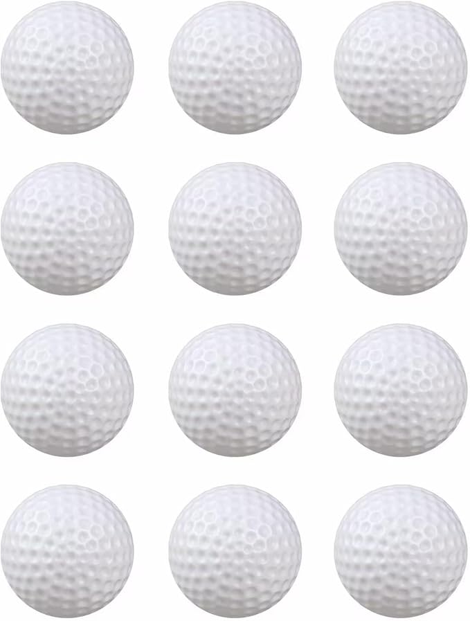 White Hollow Practice Golf Balls Plastic 12Pcs,42mm Plastic Golf Training Balls Airflow Limited Flight Golf Balls for Swing Practice Driving Range Home Backyard Use