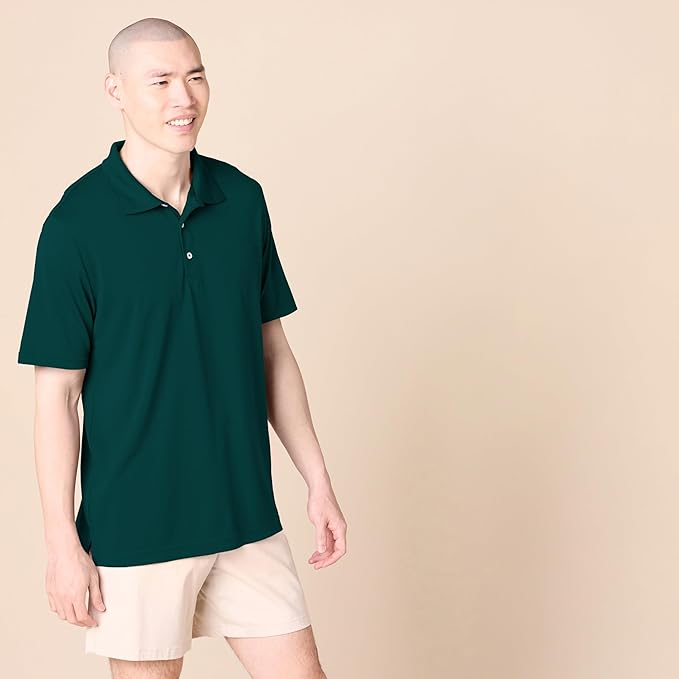 Amazon Essentials Mens Golf Polo Shirt, Moisture-Wicking Quick Dry, Short Sleeve