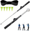 Retractable Golf Swing Trainer, Portable Grip Trainer and Training Auxiliary Elastic Band for Beginners, Indoor & Outdoor Practice(Black)