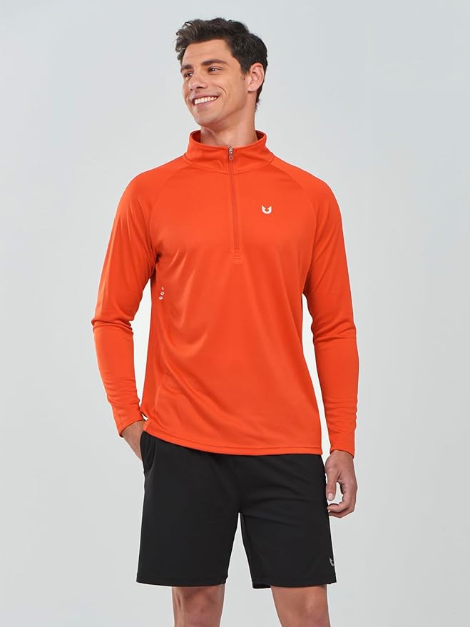 NORTHYARD Quarter Zip Pullover Men Running Shirt Long Sleeve Moisture Wicking Quick Dry Athletic Workout Shirts