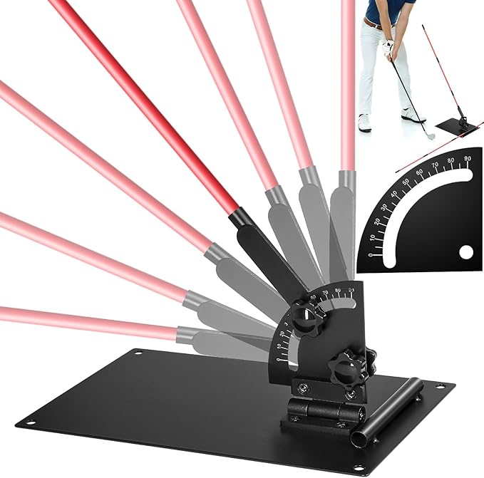 Pro Golf Alignment Sticks Holder – Adjustable Swing Plane Trainer with Weighted Base | Angle Plate Golf Training Aid for Swing Path, Putting & Aiming (Precise Scale Adjustment) (with Scale)
