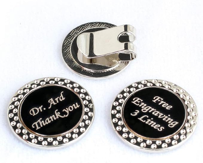 Free Engraving - 2 Sets of Golf Ball Markers with Hat Clip, Premium Golf Gifts for Men by Womens