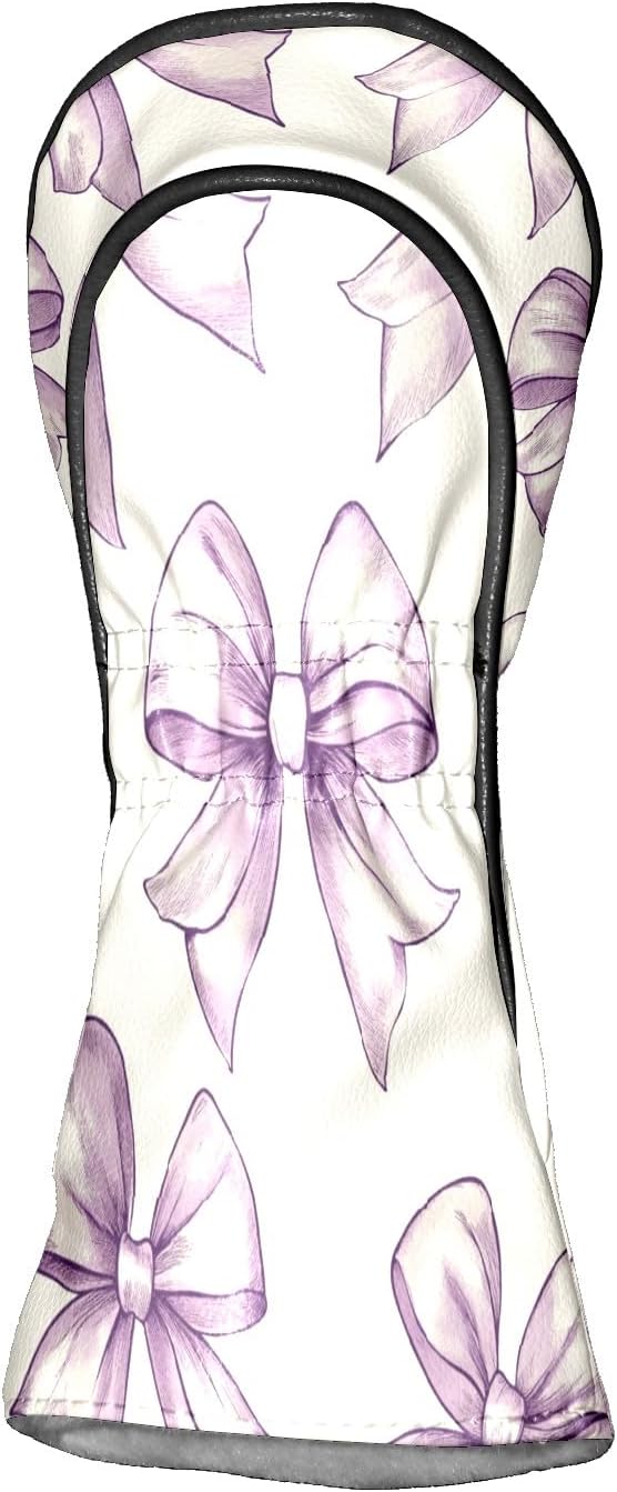 Golf Club Covers PU Leather Waterproof Golf Club Head Covers for Fairway Woods and Driver White Fishbone Pattern Driver Cover Suitable for Most Brands