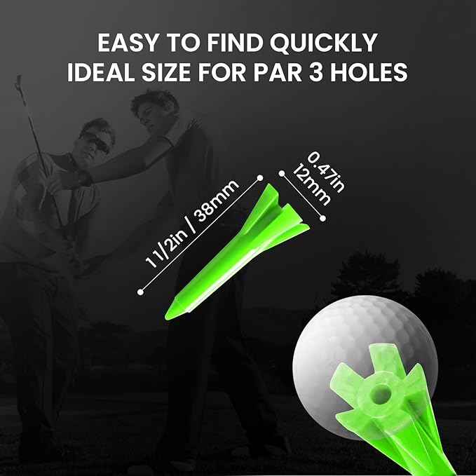 Golf Tees Plastic 1 1/2 inch Value 300 600 Pack, Upgrade More Unbreakable Bulk Stable Reduce Friction Side Spin Tee for Men Women Ladies