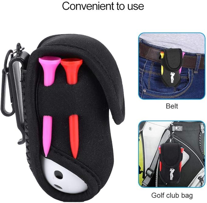 Dioche Golf Ball Waist Bag, Portable Golf Ball Bag Tool Storage Holder Golfer Mini Waist Pouch Pack with Tees Hollow Balls