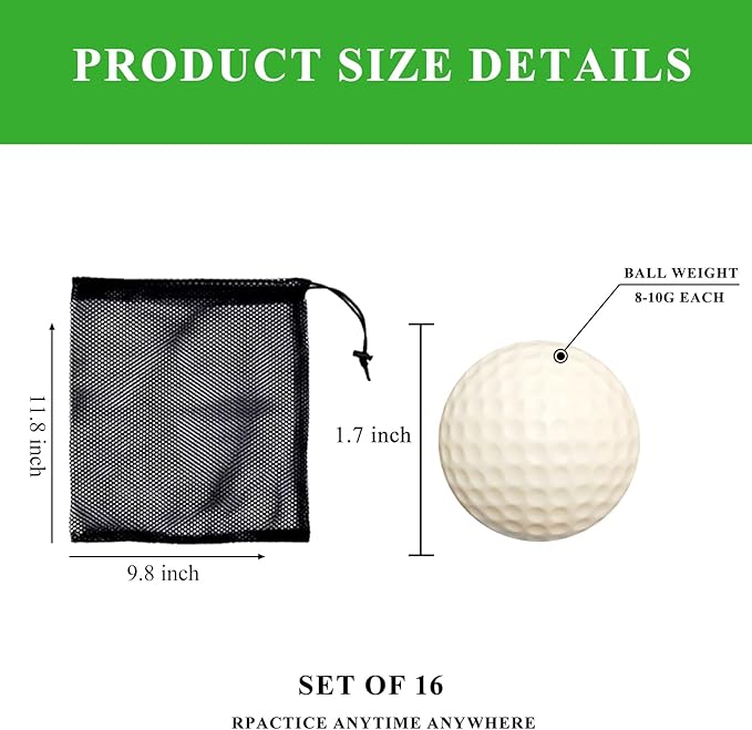 Foam Golf Practice Balls 16 or 54 Pack Soft Limited Flight Golf Balls, Perfect for Indoor and Backyard Swing Practice!…