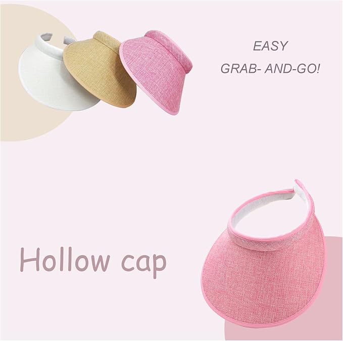 Cloth Covered Slip-On Visor for Women, Adjustable Cap Sports Sun Visors for Men