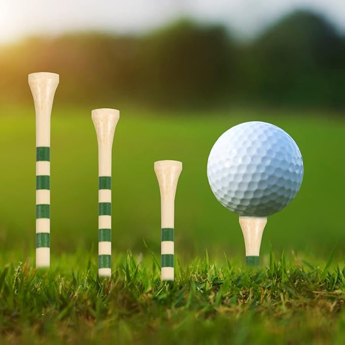 MAZEL Natural Wood/Bamboo Golf Tees 2 3/4 Inch & 3 1/4 Inch,Pack 50 or 120,Reduce Friction & Side Spin,More Stable Golf Tees