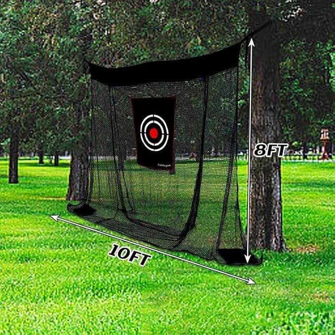Gagalileo Golf Net for Garage Door with Mat: 10X8FT Roll-Up Design Quick Setup for Backyard & Basement Training Ideal for Beginners & Advanced Golfers