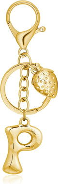 Gold Bubble Heart, Cherry, Bow & More Designs Letter Initial Keychain Bag Charms – Cute Purse Charms for Handbags