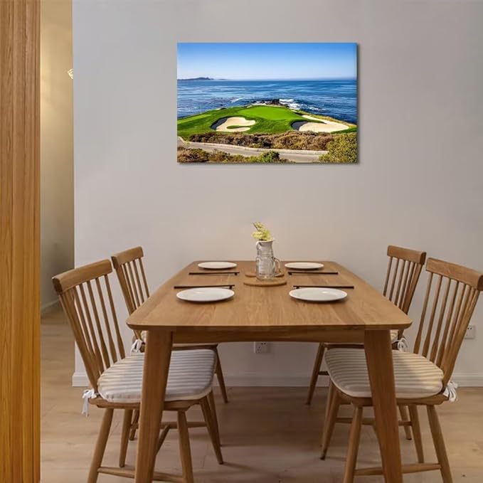 USA California Golf Course Wall Art for Living Room Bedroom Bathroom Home Decorations Golf Course Picture Poster Print on Canvas Modern Artwork Framed Ready to Hang(24''H x 36''W)